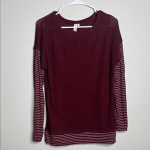 Hayden Burgundy Waffle Top Small